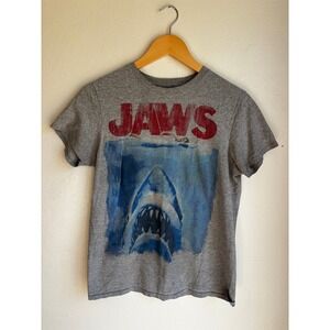 Universal Studios Jaws Movie Poster Graphic T-Shirt Mens Small Gray Heather